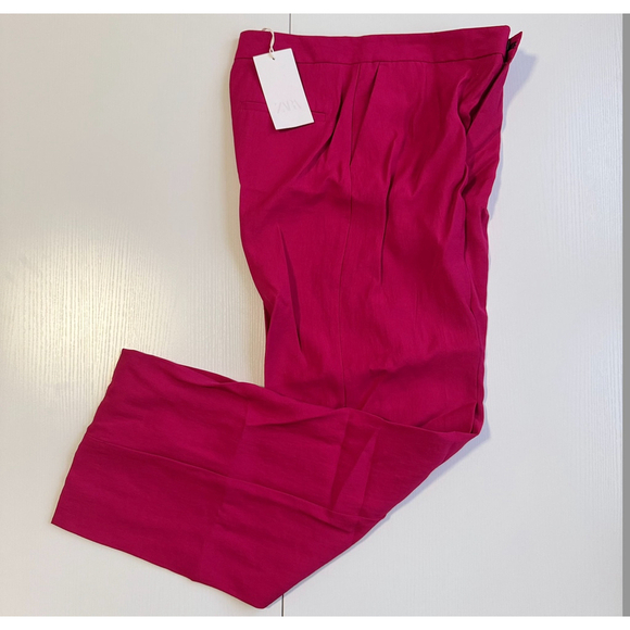 ZARA Wrinkle Look Fuchsia Blazer Size XS & Suit Pants Size S Set - Picture 9 of 10